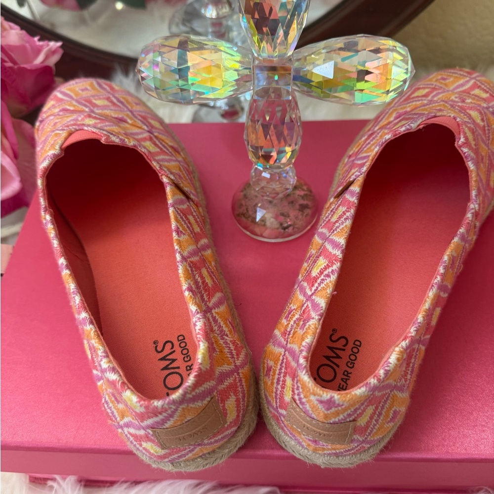 TOMS Unisex Alpargata Rope 2.O Geometric Espadrille Woven Textile Pink & Yellow - Picture 11 of 17